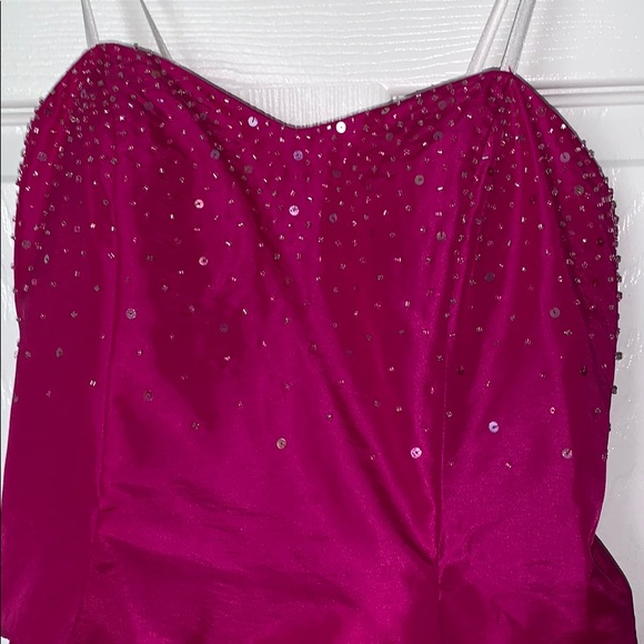Fuchsia sequin corsetback Formal Homecoming dress - Picture 3 of 6